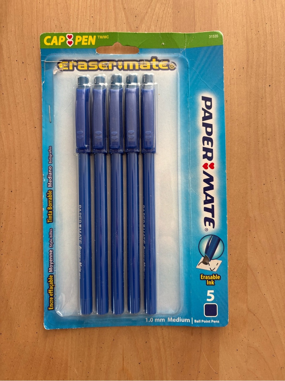 Paper Mate EraserMate Blue Gel Pens - Pack of 5